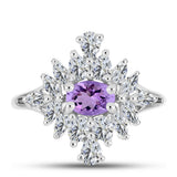 Inel din Argint 925 ( 3.81 grame ) cu Ametist Rose de France și Topaz Alb 2.5 Carate