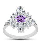Inel din Argint 925 ( 3.81 grame ) cu Ametist Rose de France și Topaz Alb 2.5 Carate