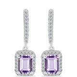 Cercei din Argint 925 ( 3.29 grame ) cu Ametist Rose de France și Topaz Alb 2.35 Carate