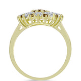 Inel din Argint 925 Placat cu Aur ( 4.06 grame ) cu Cuarț Coniac și Topaz Alb 3.87 Carate