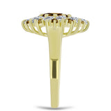 Inel din Argint 925 Placat cu Aur ( 4.06 grame ) cu Cuarț Coniac și Topaz Alb 3.87 Carate