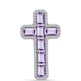 Cruce Pandantiv din Argint 925 ( 2.41 grame ) cu Ametist Rose de France și Topaz Alb 4.31 Carate