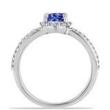 Inel din Argint 925 ( 3.46 grame ) cu Tanzanit AAA și Diamant Alb 1.25 Carate