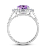 Inel din Argint 925 ( 3.78 grame ) cu Ametist Rose de France și Topaz Alb 3.48 Carate