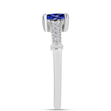 Inel din Argint 925 ( 2.13 grame ) cu Tanzanit AAA și Diamant Alb 0.72 Carate