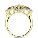 Inel din Argint 925 Placat cu Aur ( 5.34 grame ) cu Cuarț Coniac și Topaz Alb 3.7 Carate