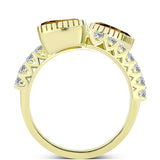 Inel din Argint 925 Placat cu Aur ( 3.35 grame ) cu Cuarț Coniac și Topaz Alb 1.86 Carate