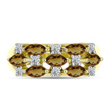 Inel din Argint 925 Placat cu Aur ( 3.44 grame ) cu Cuarț Coniac și Topaz Alb 1.31 Carate