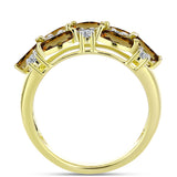 Inel din Argint 925 Placat cu Aur ( 3.44 grame ) cu Cuarț Coniac și Topaz Alb 1.31 Carate
