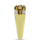 Inel din Argint 925 Placat cu Aur ( 3.44 grame ) cu Cuarț Coniac și Topaz Alb 1.31 Carate
