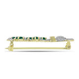 Broşă din Argint 925 Placat cu Aur ( 3.72 grame ) cu Agat Verde și Zircon Alb 1.76 Carate