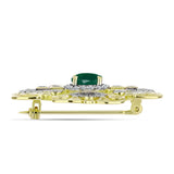 Broşă din Argint 925 Placat cu Aur ( 8.02 grame ) cu Agat Verde și Topaz Alb 2.24 Carate