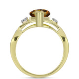 Inel din Argint 925 Placat cu Aur ( 3.06 grame ) cu Cuarț Coniac și Topaz Alb 2.37 Carate