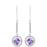 Cercei din Argint 925 ( 2.9 grame ) cu Ametist Rose de France și Topaz Alb 1.95 Carate