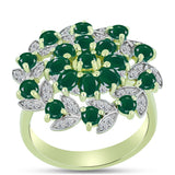 Inel din Argint 925 Placat cu Aur ( 5.47 grame ) cu Agat Verde și Topaz Alb 2.93 Carate