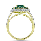 Inel din Argint 925 Placat cu Aur ( 4.46 grame ) cu Agat Verde și Topaz Alb 3.34 Carate