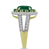 Inel din Argint 925 Placat cu Aur ( 4.46 grame ) cu Agat Verde și Topaz Alb 3.34 Carate