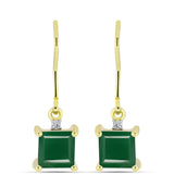 Cercei din Argint 925 Placat cu Aur ( 1.67 grame ) cu Agat Verde și Topaz Alb 2.09 Carate