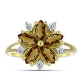 Inel din Argint 925 Placat cu Aur ( 2.82 grame ) cu Cuarț Coniac și Topaz Alb 1.38 Carate