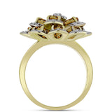 Inel din Argint 925 Placat cu Aur ( 7.64 grame ) cu Cuarț Coniac și Topaz Alb 5.9 Carate