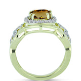 Inel din Argint 925 Placat cu Aur ( 4.22 grame ) cu Cuarț Coniac și Topaz Alb 1.74 Carate