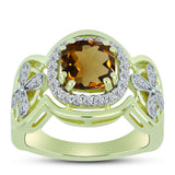 Inel din Argint 925 Placat cu Aur ( 4.22 grame ) cu Cuarț Coniac și Topaz Alb 1.74 Carate