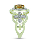 Inel din Argint 925 Placat cu Aur ( 4.22 grame ) cu Cuarț Coniac și Topaz Alb 1.74 Carate