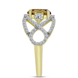 Inel din Argint 925 Placat cu Aur ( 3.74 grame ) cu Cuarț Coniac și Topaz Alb 2.97 Carate