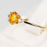 Inel din Argint 925 Placat cu Aur ( 1.35 grame ) cu Safir Rosebery Galben și Topaz Alb 0.68 Carate