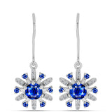 Cercei din Argint 925 ( 2.99 grame ) cu Safir Albastru Australian și Topaz Alb 2 Carate