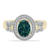 Inel din Argint 925 Placat cu Aur ( 3.56 grame ) cu Drusy Verde și Topaz Alb 1.6 Carate