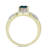 Inel din Argint 925 Placat cu Aur ( 3.56 grame ) cu Drusy Verde și Topaz Alb 1.6 Carate