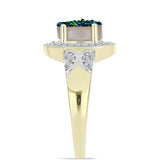Inel din Argint 925 Placat cu Aur ( 3.56 grame ) cu Drusy Verde și Topaz Alb 1.6 Carate