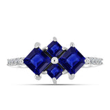 Inel din Argint 925 ( 2.34 grame ) cu Safir Albastru Australian și Topaz Alb 2.33 Carate