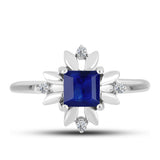 Inel din Argint 925 ( 2.43 grame ) cu Safir Albastru Australian și Topaz Alb 0.93 Carate
