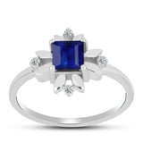 Inel din Argint 925 ( 2.43 grame ) cu Safir Albastru Australian și Topaz Alb 0.93 Carate