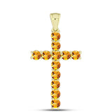 Cruce Pandantiv din Argint 925 Placat cu Aur ( 3.5 grame ) cu Citrin Rio Golden 2.89 Carate