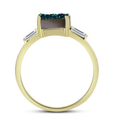 Inel din Argint 925 Placat cu Aur ( 2.41 grame ) cu Drusy Verde și Topaz Alb 3.61 Carate
