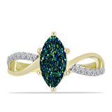 Inel din Argint 925 Placat cu Aur ( 2.59 grame ) cu Drusy Verde și Topaz Alb 2.11 Carate