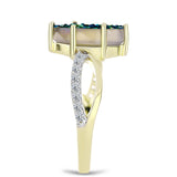 Inel din Argint 925 Placat cu Aur ( 2.59 grame ) cu Drusy Verde și Topaz Alb 2.11 Carate