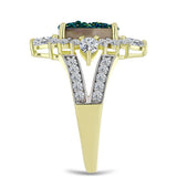 Inel din Argint 925 Placat cu Aur ( 3.67 grame ) cu Drusy Verde și Topaz Alb 4.13 Carate