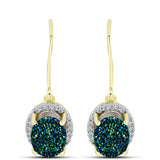 Cercei din Argint 925 Placat cu Aur ( 2.56 grame ) cu Drusy Verde și Topaz Alb 4.07 Carate