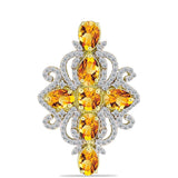 Pandantiv din Argint 925 Placat cu Aur ( 3.74 grame ) cu Citrin Rio Golden și Topaz Alb 3.52 Carate