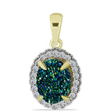 Pandantiv din Argint 925 Placat cu Aur ( 1.18 grame ) cu Drusy Verde și Topaz Alb 2.09 Carate