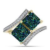 Inel din Argint 925 Placat cu Aur ( 3.04 grame ) cu Drusy Verde și Topaz Alb 3.85 Carate
