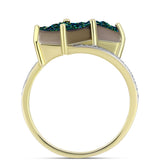 Inel din Argint 925 Placat cu Aur ( 3.04 grame ) cu Drusy Verde și Topaz Alb 3.85 Carate