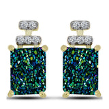 Cercei din Argint 925 Placat cu Aur ( 2.66 grame ) cu Drusy Verde și Topaz Alb 3.25 Carate