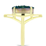 Inel din Argint 925 Placat cu Aur ( 4.06 grame ) cu Drusy Verde 9.27 Carate