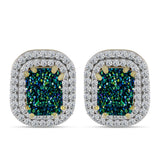 Cercei din Argint 925 Placat cu Aur ( 3.98 grame ) cu Drusy Verde și Topaz Alb 4 Carate