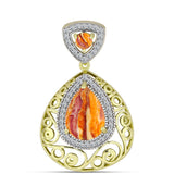 Pandantiv din Argint 925 Placat cu Aur ( 4.38 grame ) cu Jaspul "Lion's Paw" și Topaz Alb 5.77 Carate